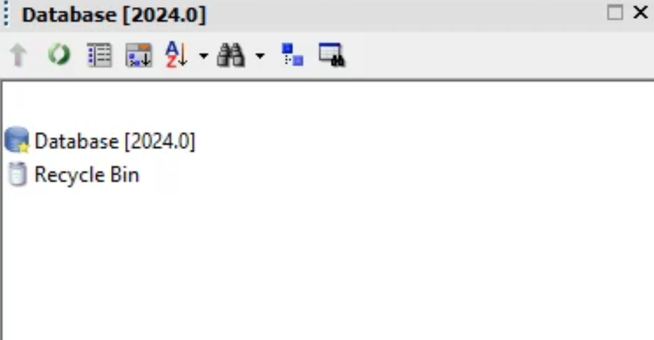 The Model Group window with the newly created Database and the Recycle Bin.