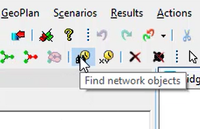 The Operations toolbar with the Find network objects command selected.