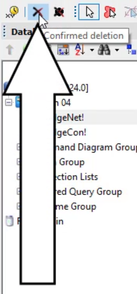 iwsp2023M04U02_Wrkng_w_Scenarios_014.png The Advanced toolbar with the Confirmed deletion command called out and selected.