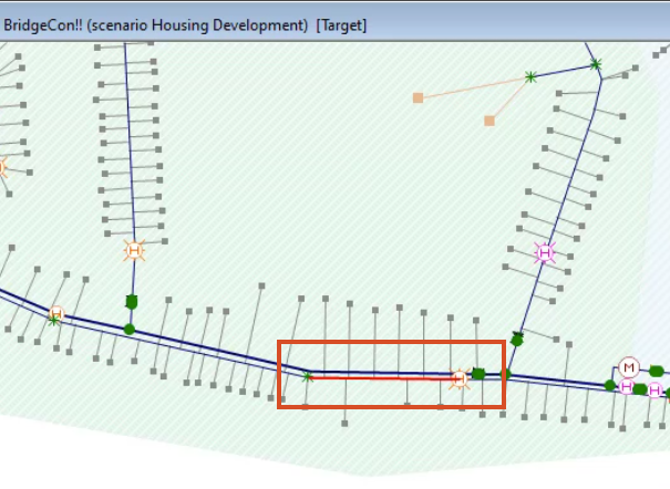 The GeoPlan zoomed into the location of the pipe, which is highlighted in red.