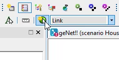 The Tools toolbar with Link selected in the Object selection menu and New object selected.