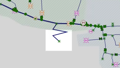 The GeoPlan with the node shape updated to a star to represent the new allocation of demand.