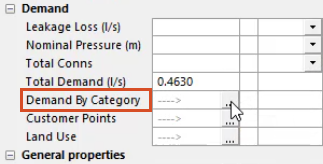 The Properties panel with More (…) selected next to Demand By Category.