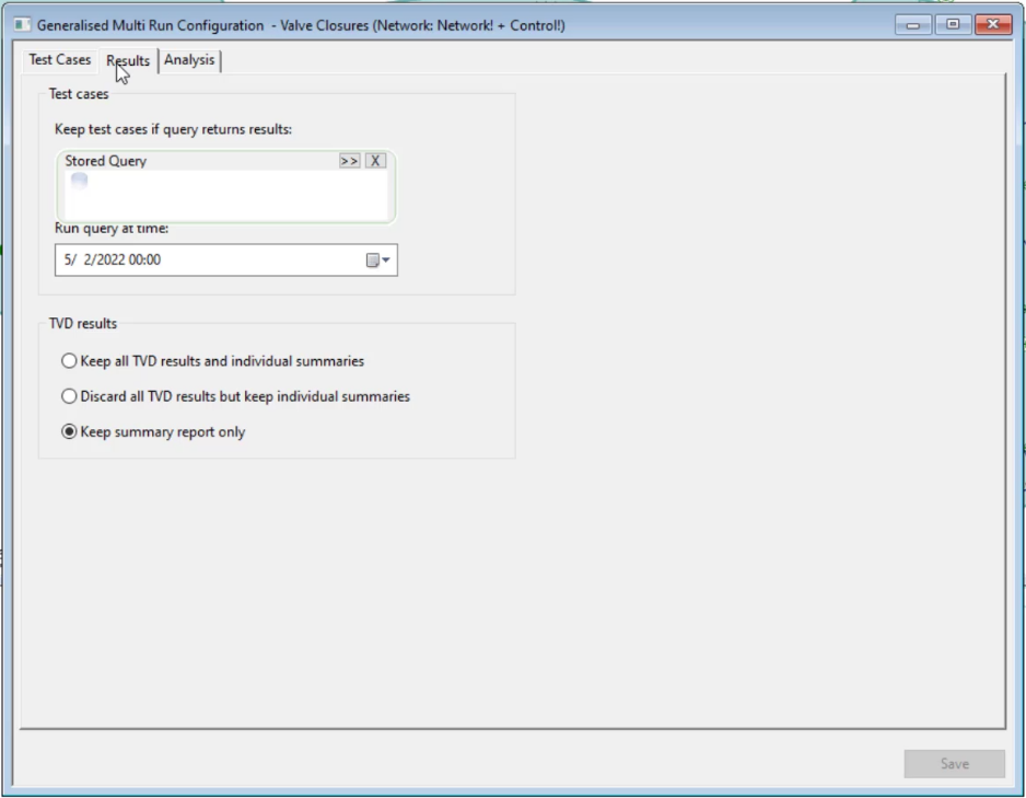 The Generalized Multi Run Configuration dialog box with Keep summary report only selected under TVD results.