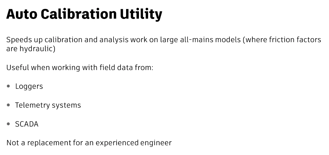 A presentation slide about the usefulness of the Auto Calibration Utility in data loggers, telemetry systems, and SCADA.