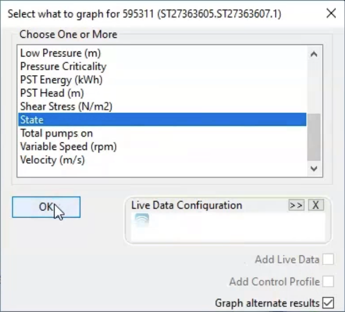 In the Results window, State is selected and Graph alternate results is enabled.