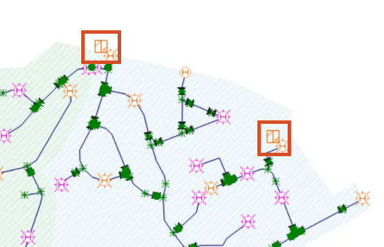 GeoPlan with icons highlighted indicating live data points.