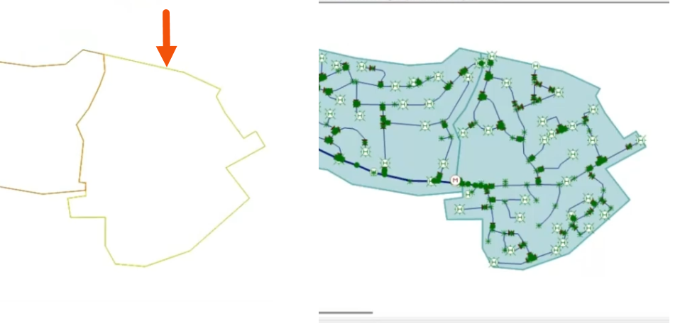 On the left, the Zones page map view, with a zone outline called out ...