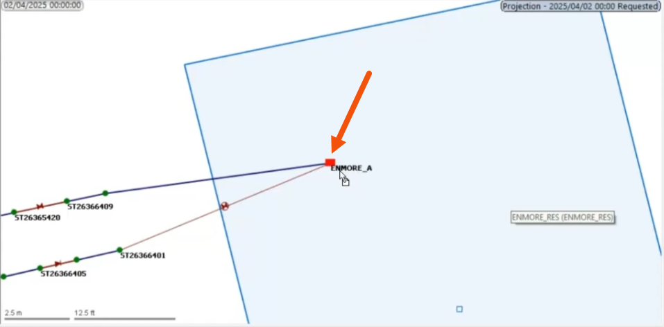 The GeoPlan zoomed to the selected object, and the object called out ...