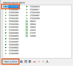 Object Chosen In the Matched network objects list, an object selected and highlighted ...