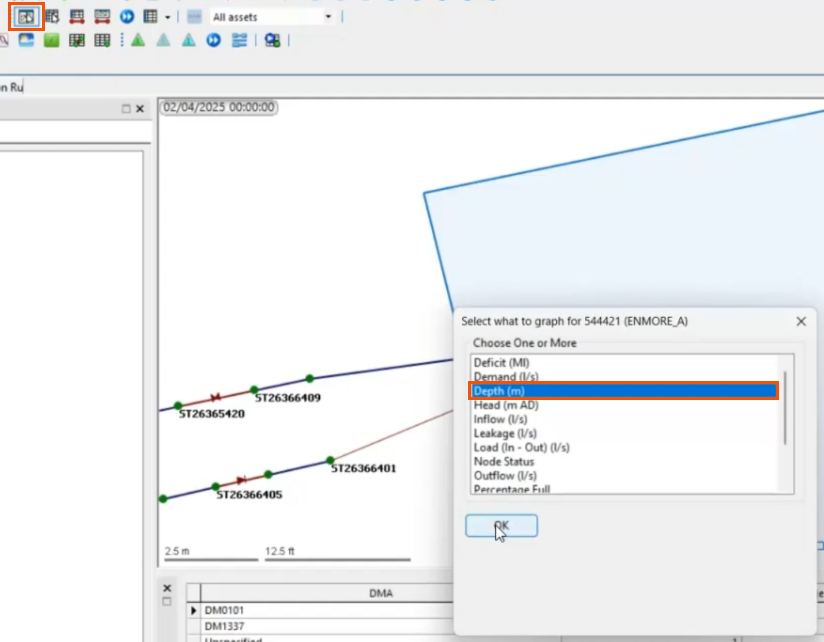Click Graph In the Results toolbar, the Graph tool selected and highlighted in red ...