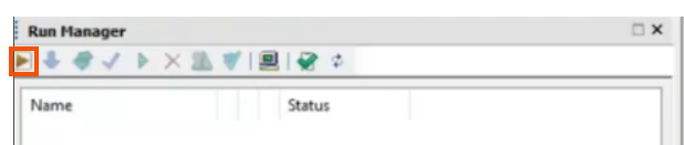 In the Run Manager toolbar, Request Projection Run selected and highlighted in red.