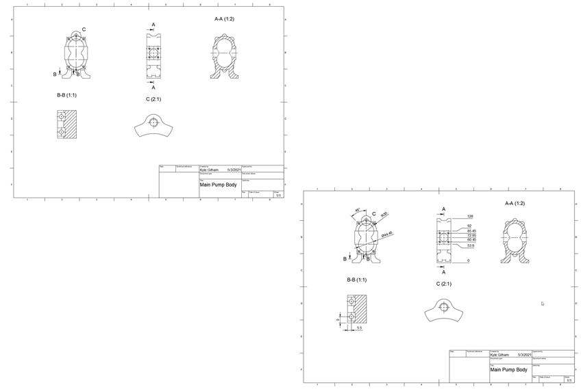 Dimensions before and after