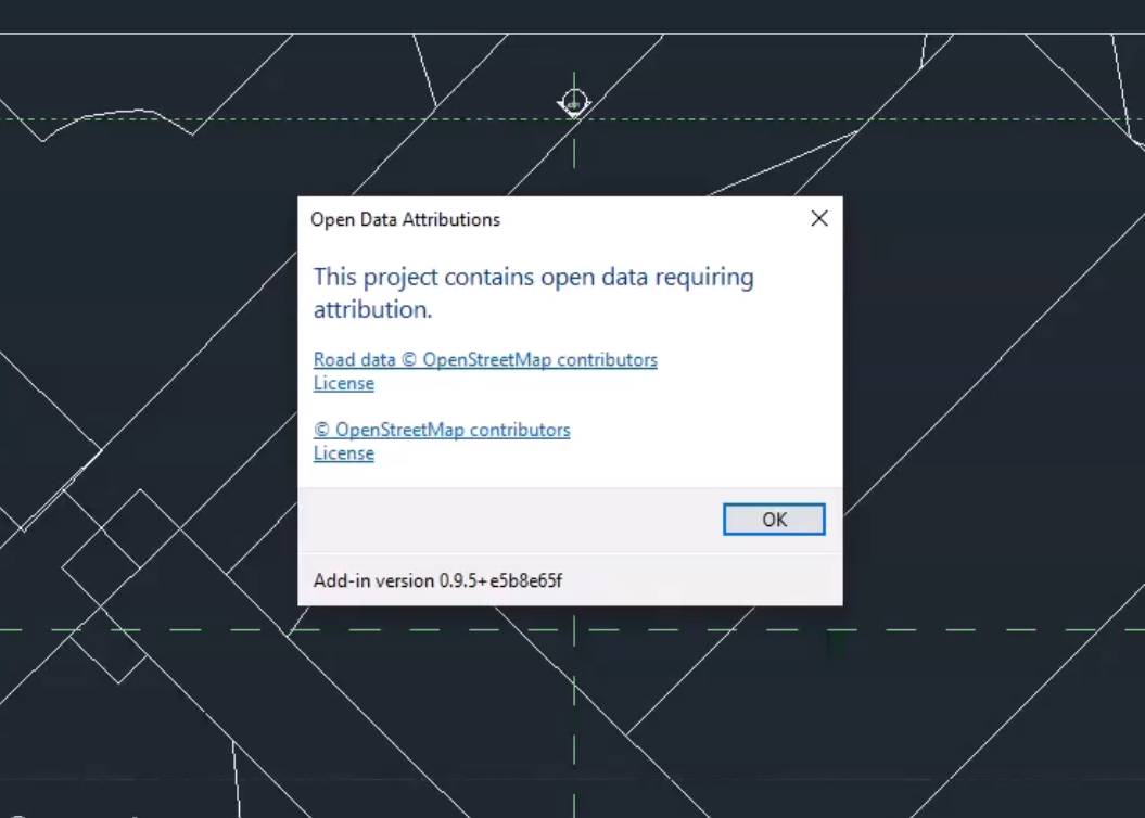 In the Open Data Attributions dialog box, a list of the Forma project data layers to be brought into Revit