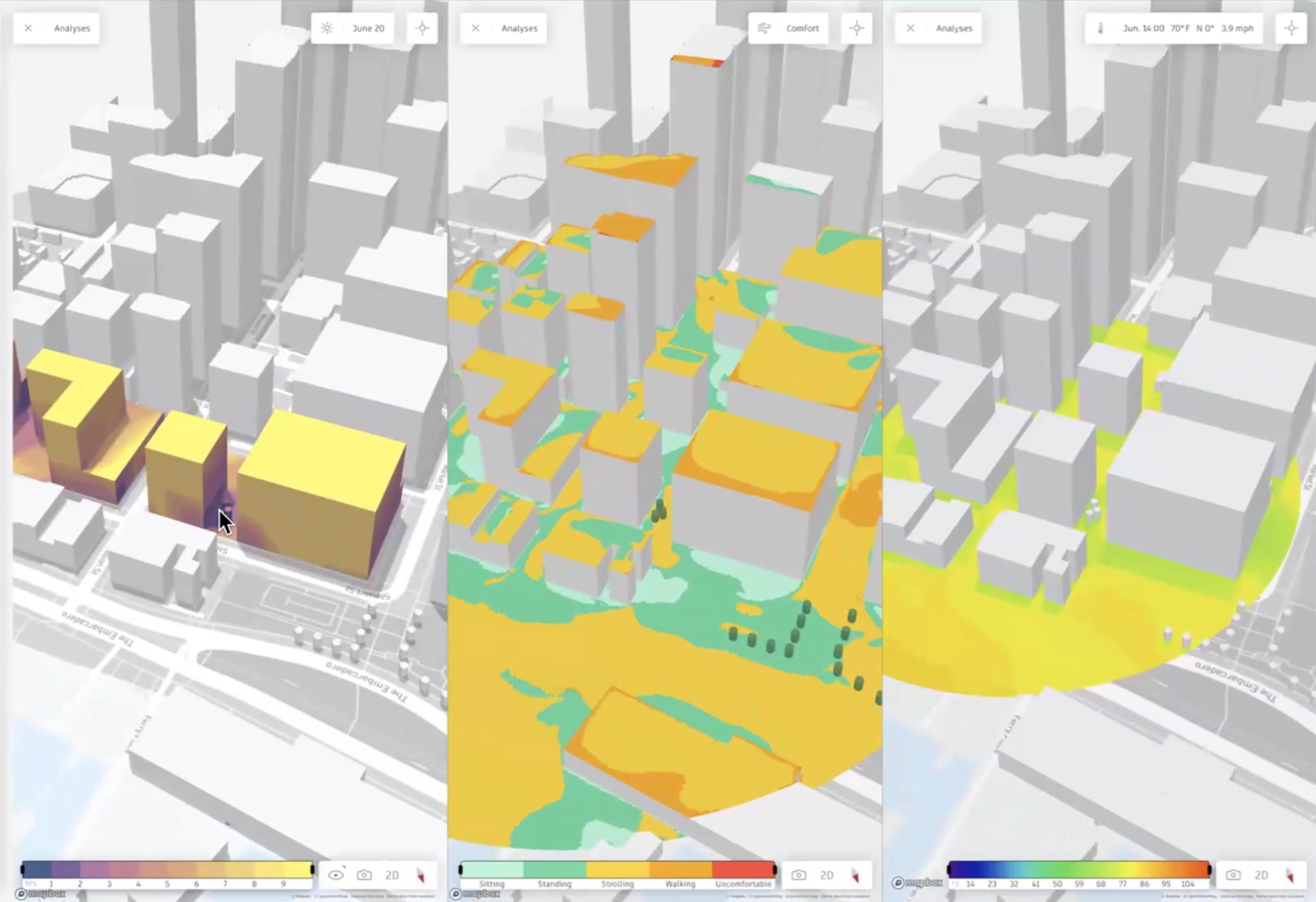 On the canvas, zooming and panning in the first analysis scene shows all scenes updating accordingly.