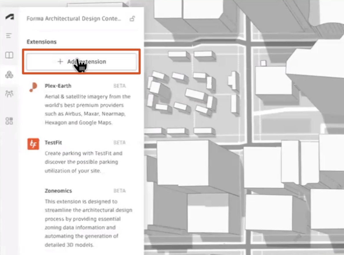 In the left panel, under Extensions, Add extension is selected and highlighted in red.