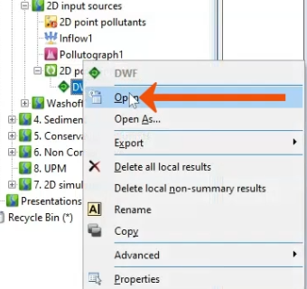 In the Explorer, the results context menu expanded, with Open called out and being selected.