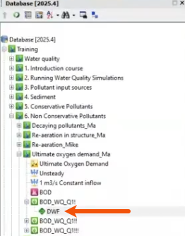 In the Database, the completed DWF run called out with a red arrow.