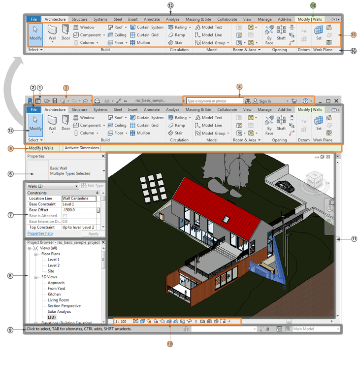 Giao diện chính của Revit