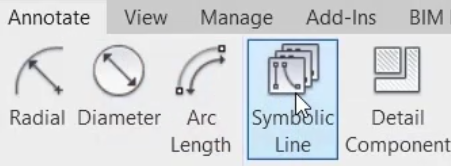 The Annotate tab of the ribbon, with Symbolic Line selected.