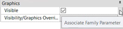 In Properties, clicking the button next to the Visible parameter to associate a family parameter.