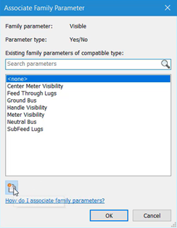 In the Associate Family Parameter dialog box, the New Parameter button is being selected.