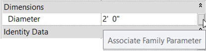 In Properties, in the Diameter field, clicking the Associate Family Parameter button.