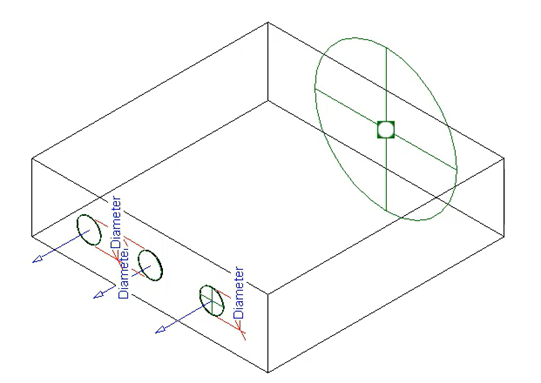 In View 1, the Diameter parameter set for all 3 conduit connectors.