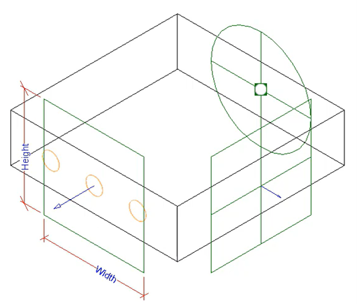 In View 1, the connector placed on the top face of the panel.