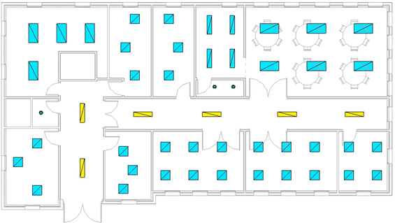 In the view 1 – Lighting, the view filters now applied to show phase allocation.