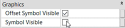 In Properties, under Graphics, the Symbol Visible option deselected.