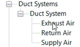 In the Project Browser, Duct Systems and Duct System expanded to show existing duct systems in the project.