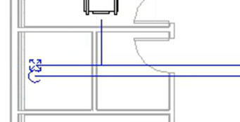 In the floor plan, a pipe placeholder has been drawn for CHW-F just below the duct placeholder and is colored in a different shade of dark blue.