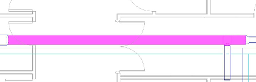 A zoomed-out view of the second section of duct, which is highlighted, with the diameter set to 12".