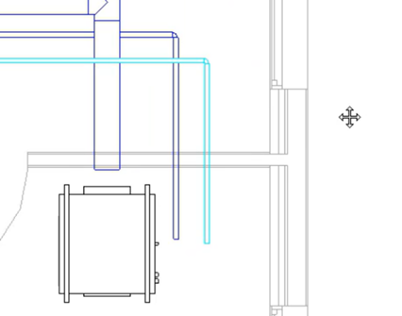 The chiller water return piping network selected, with the pipe type converted to match the supply network.