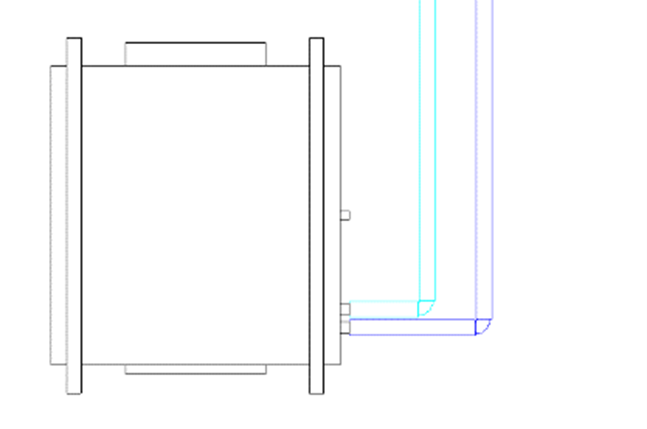 The chilled water flow (supply) and return pipes connected to the fan coil unit.