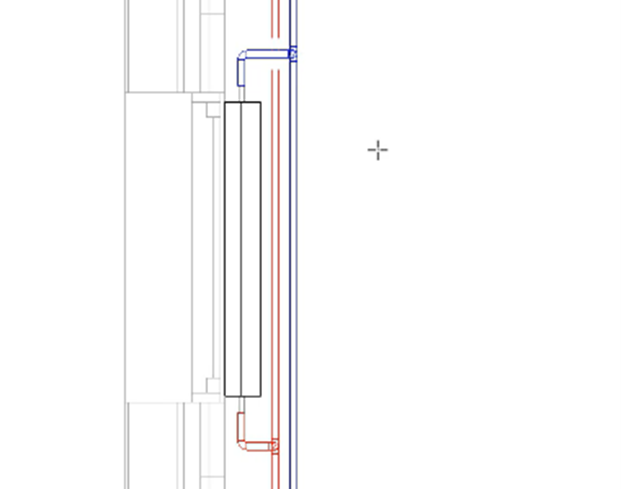 The first radiator in the system connected to the heating flow and return pipes.