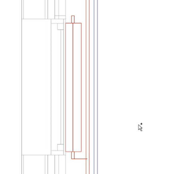 In the model, a view of the second radiator, with the added analytical pipe connection, now colored in red.