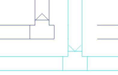 A zoomed-in view of the flow and return pipes, with arrow symbols indicating the points of separation.