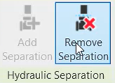 On the ribbon, Hydraulic Separation pane, Remove Separation is selected.