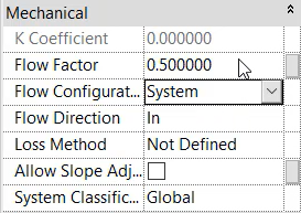 In Properties, the Flow Configuration set to System, with the Flow Factor now active.
