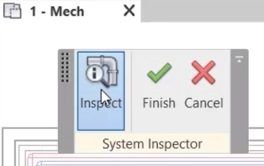 The System Inspector panel expanded from the ribbon, with Inspect being selected.