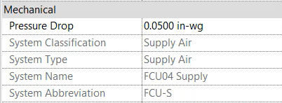 A portion of the Properties panel, with the Pressure Drop value changed to match the Excess Pressure value at the air terminal.