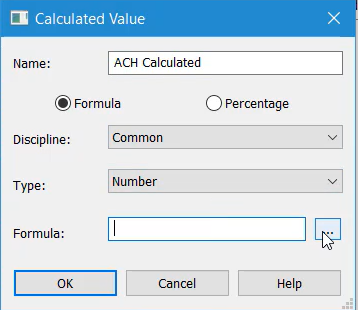 In the Calculated Value dialog box, next to the Formula field, the Browse ellipsis button is being clicked.